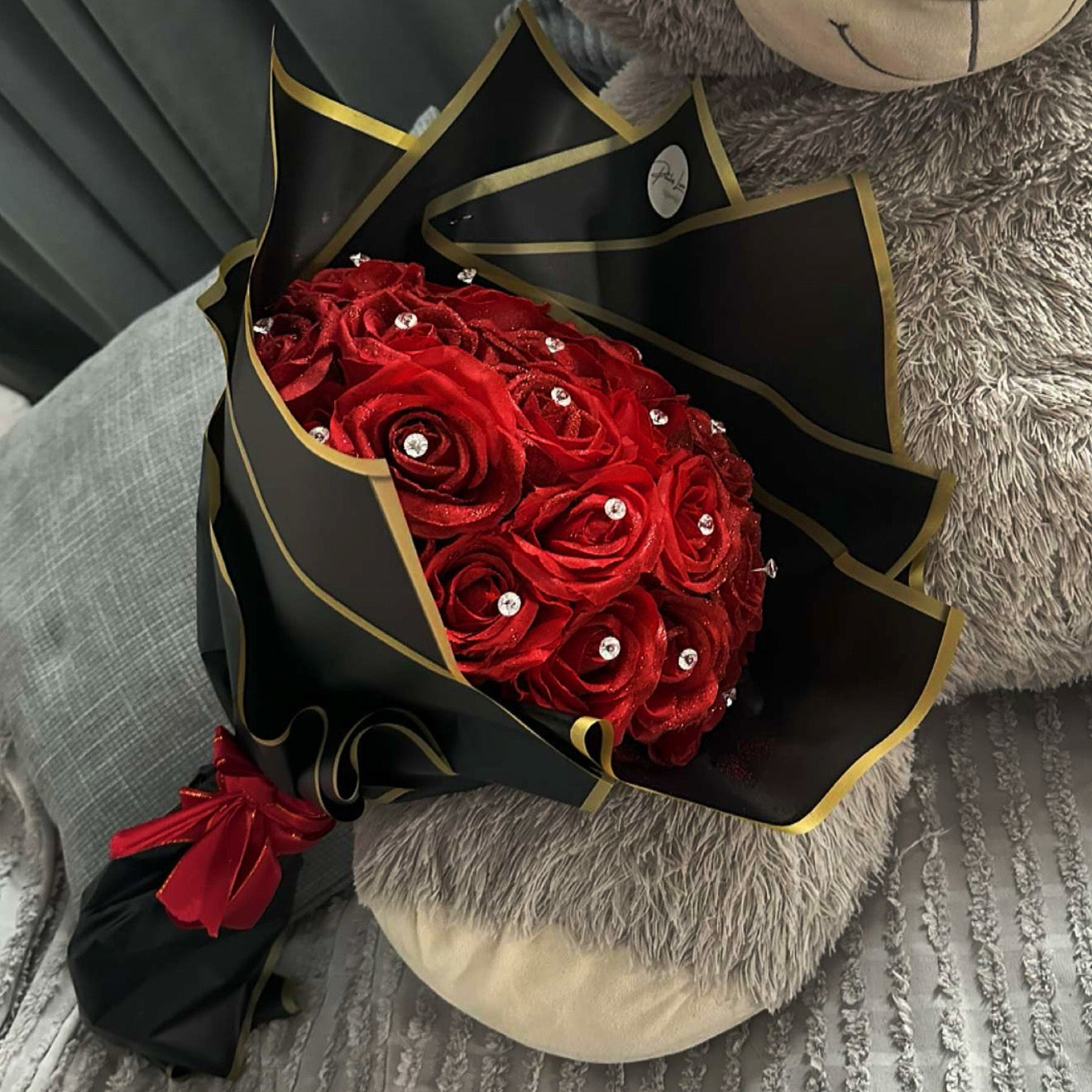 Bouquet 24 roses + strass
