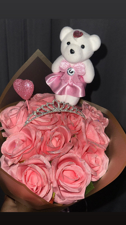 bouquet roses artificielles + 3 accessoires
