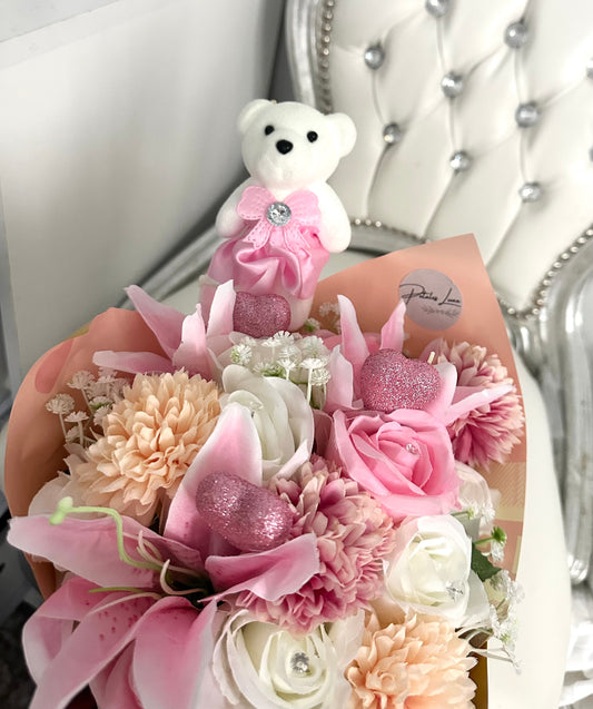 bouquet floral (fleurs artificielles)+accessoires compris